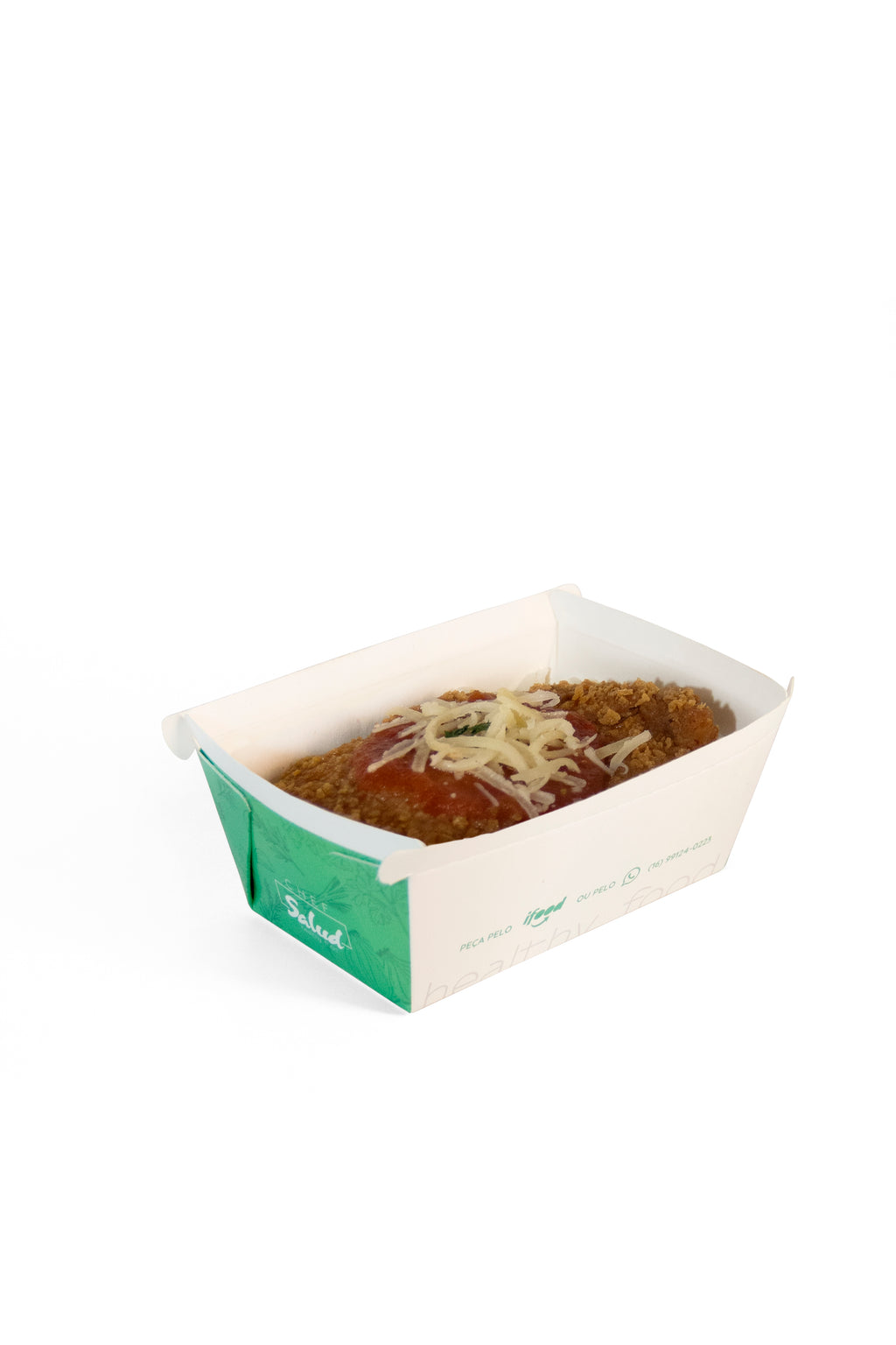 Frango empanado à milanesa, arroz branco