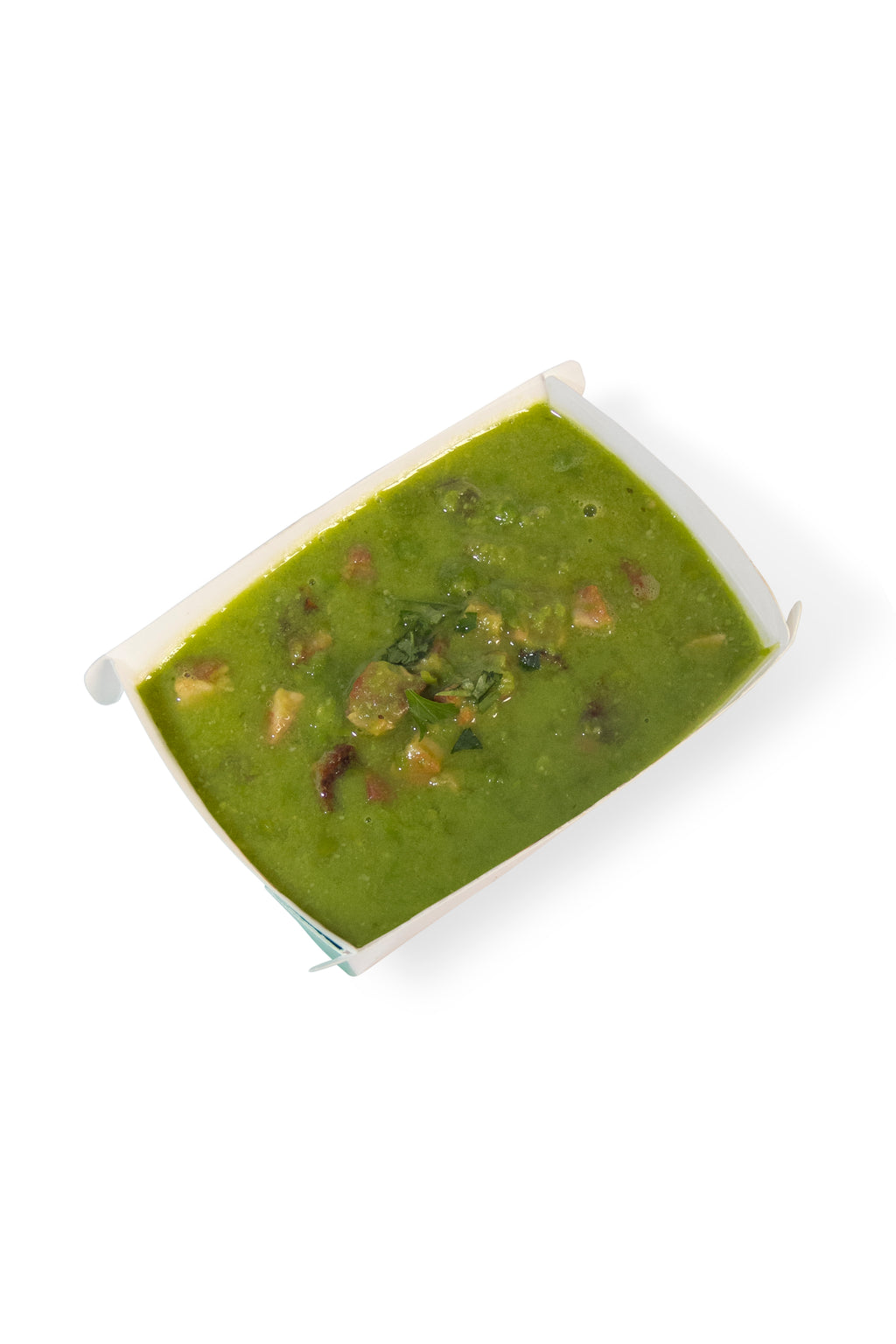 Caldo verde - Ervilhas frescas, bacon e parmesão ralado