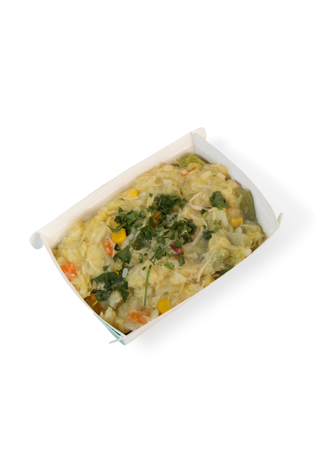 Canja de peito de frango, legumes e arroz branco