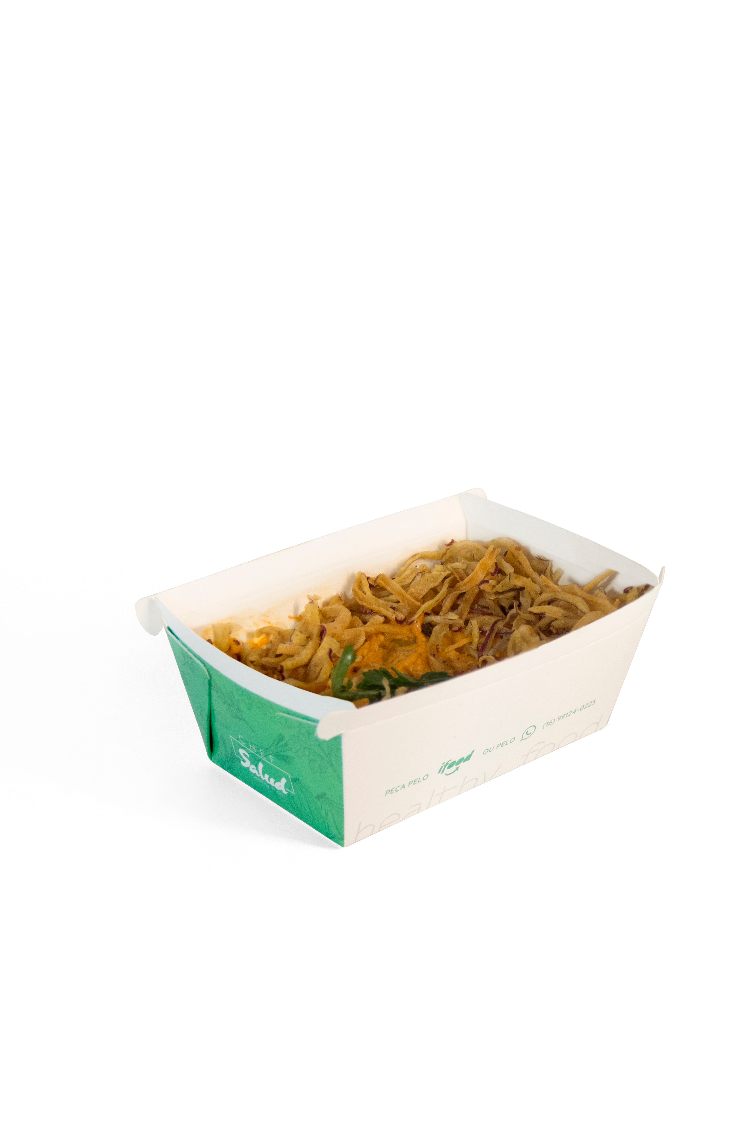 Fricassê de frango cremoso light com azeitona, milho e crispy de batata doce