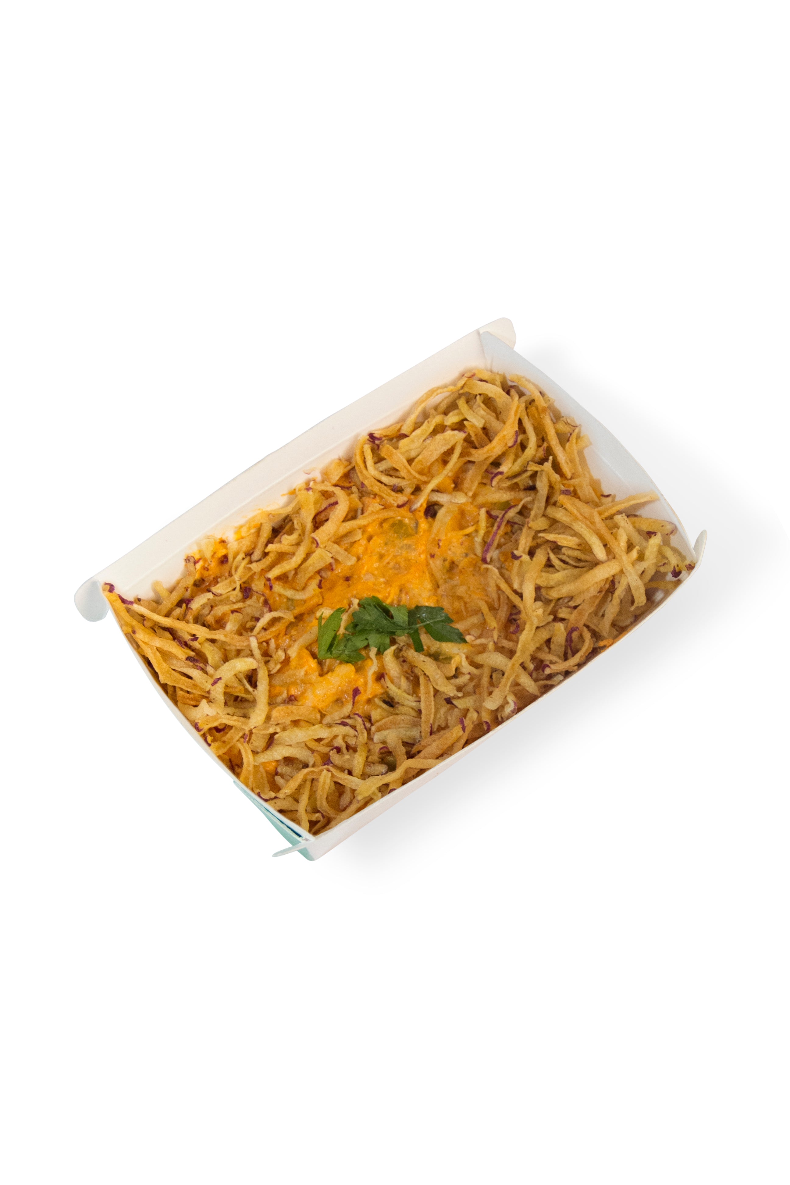Fricassê de frango cremoso light com azeitona, milho e crispy de batata doce