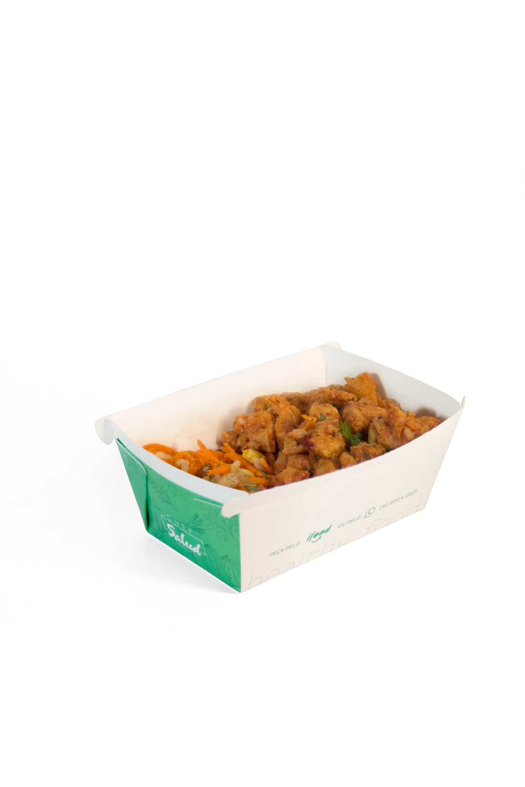 Frango picado e arroz integral primavera