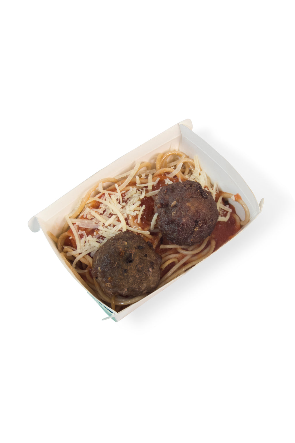 Almôndegas de patinho, espaguete integral ao molho sugo e parmesão