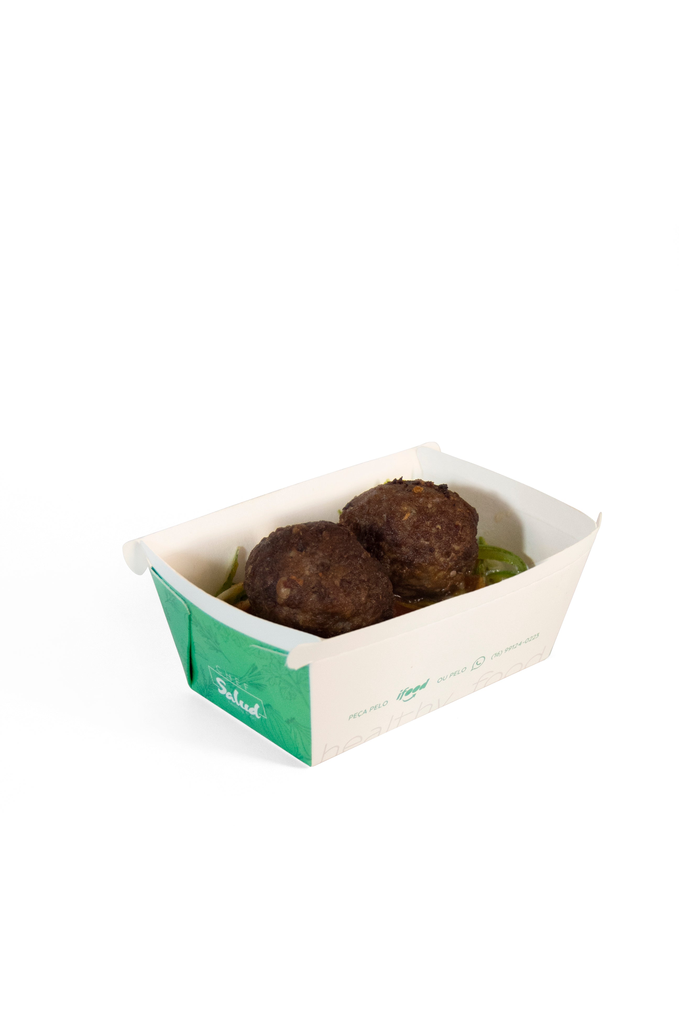 Almôndega de patinho, espaguete de abobrinha ao sugo low carb