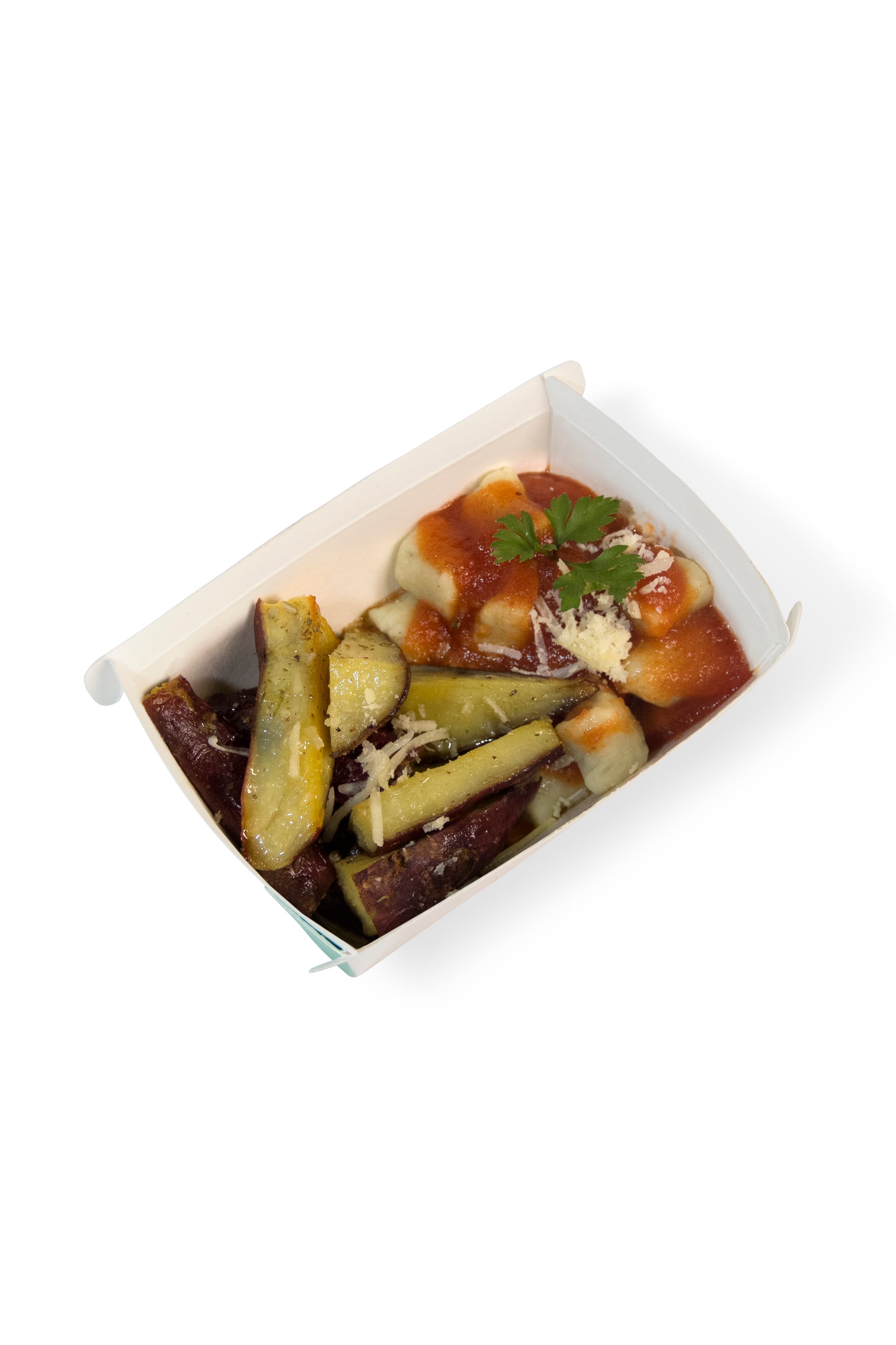 Batata doce rústica e nhoque de batata doce ao molho sugo