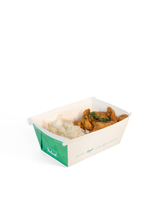 150g de frango picado, 150g de arroz branco